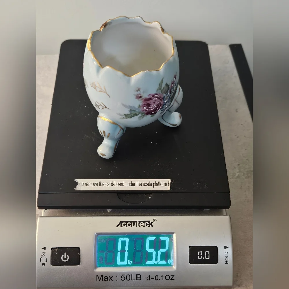 🔅Vintage Napcoware Porcelain Floral Footed Cracked Egg Vase Collectible Decor